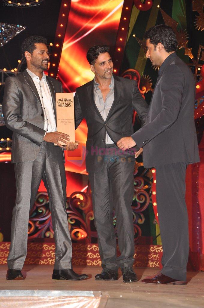 Prabhu Deva, Abhishek Bachchan, Akshay Kumar at Big Star Awards on 16th Dec 2012