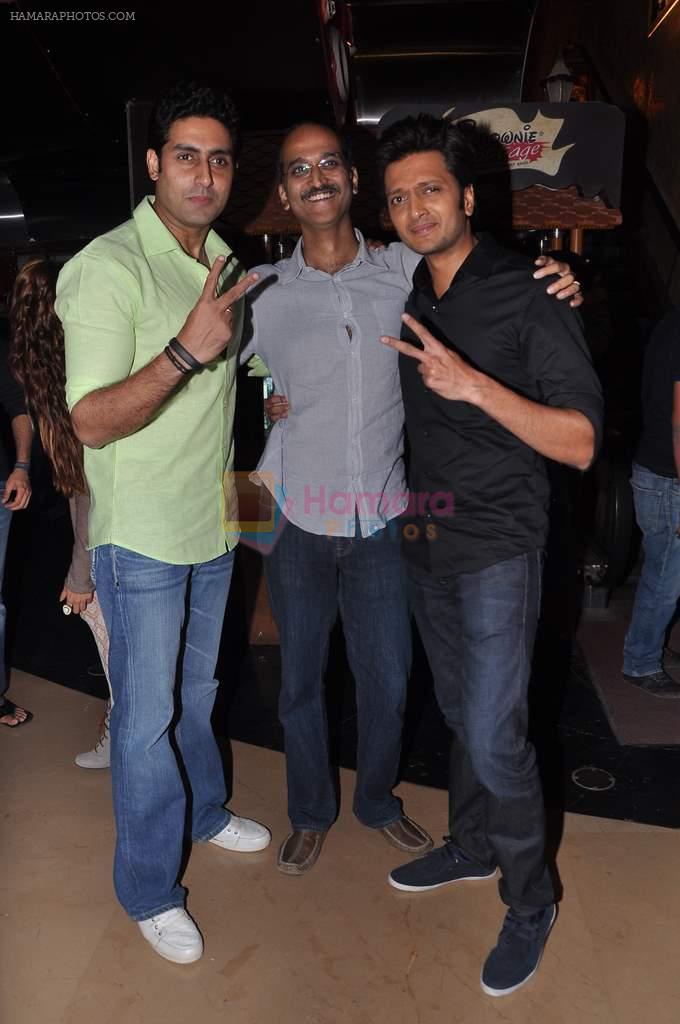 Riteish Deshmukh, Abhishek Bachchan, Rohan Sippy at Balak Palak premiere hosted by Reitesh Deshmukh in PVR, Mumbai on 2nd Jan 2013