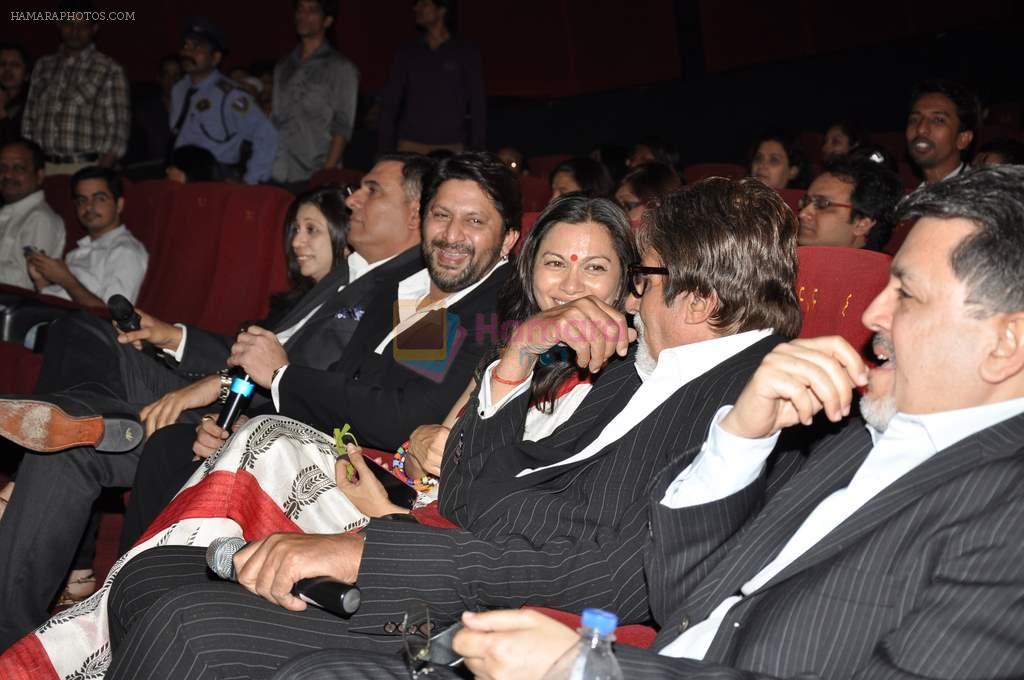 Amitabh Bachchan, Boman Irani, Arshad Warsi, Maria Goretti at the launch of the trailor of Jolly LLB film in PVR, Mumbai on 8th Jan 2013