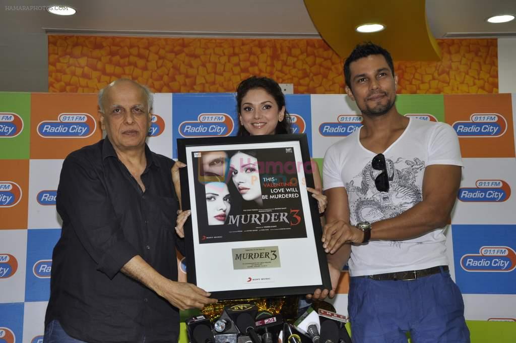 Mahesh Bhatt, Aditi Rao Hydari, Randeep Hooda at Murder 3 music launch in Radiocity, Mumbai on 10th Jan 2013