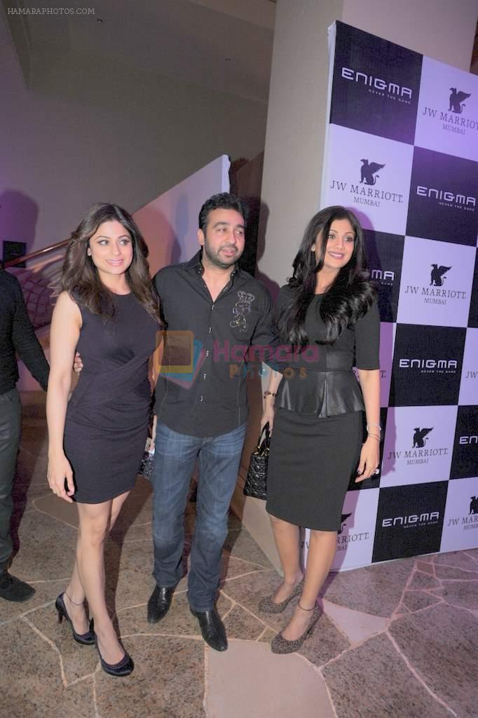 Shilpa Shetty, Raj Kundra, Shamita Shetty at Relaunch of Enigma hosted by Krishika Lulla in J W Marriott, Mumbai on 11th Jan 2013