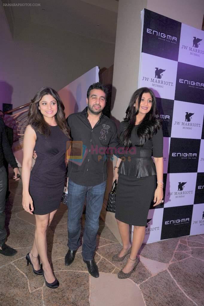 Shilpa Shetty, Raj Kundra, Shamita Shetty at Relaunch of Enigma hosted by Krishika Lulla in J W Marriott, Mumbai on 11th Jan 2013