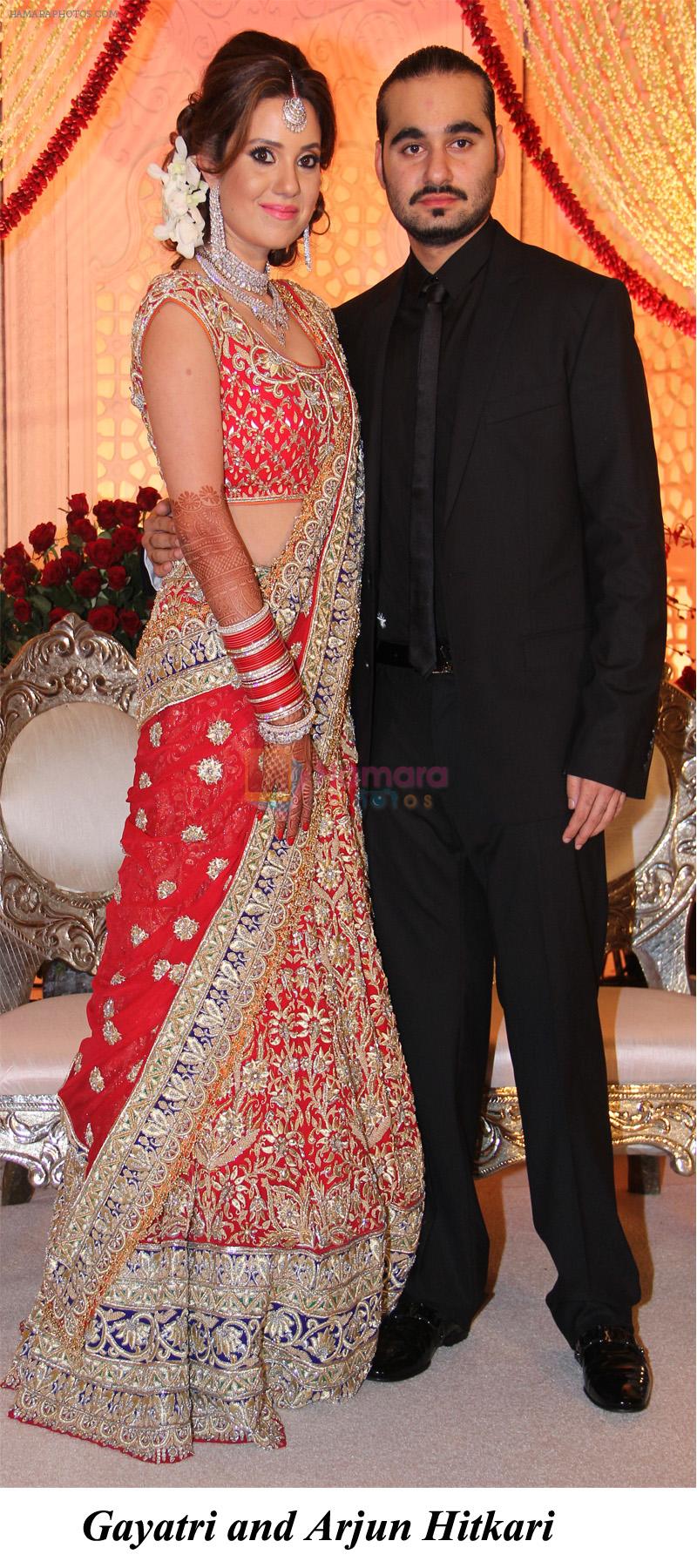 Gayatri and Arjun Hitkari at The wedding reception of Gayatri and Arjun Hitkari hosted by Debbie and Arun Hitkari in Taj, Colaba, Mumbai on 20th Jan 2013