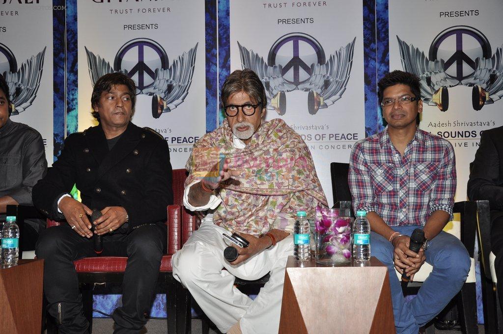 Amitabh Bachchan, Aadesh Shrivastav, Shaan at Global Sound of Peace press conference in Mumbai on 24th Jan 2013