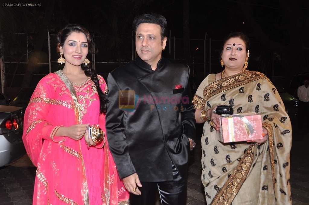 Govinda with wife and Narmada Ahuja at Udita Goswami weds Mohit Suri in Isckon, Mumbai on 29th Jan 2013