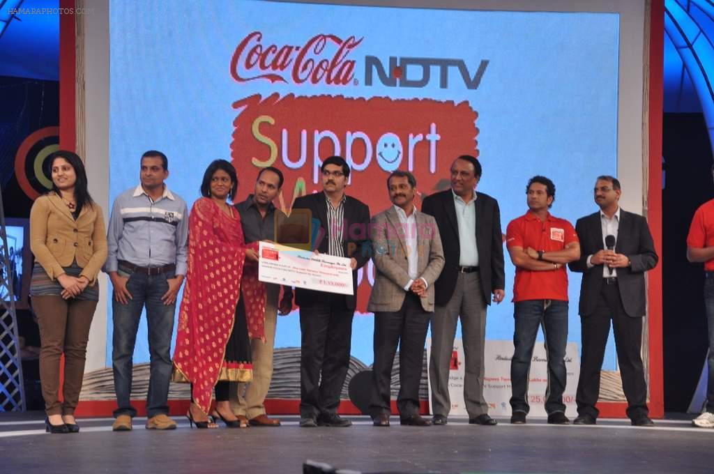 Sachin Tendulkar at NDTV Support My school 9am to 9pm campaign which raised 13.5 crores in Mumbai on 3rd Feb 2013