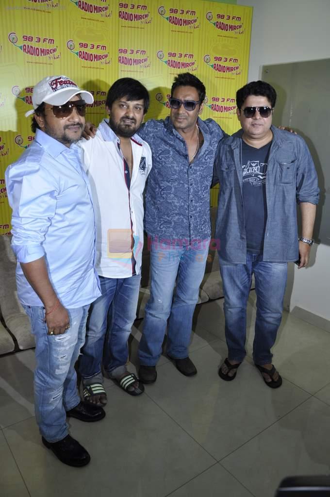Ajay Devgan, Sajid Khan, Wajid Ali, Sajid Ali  at radio mirchi in Parel, Mumbai on 8th Feb 2013