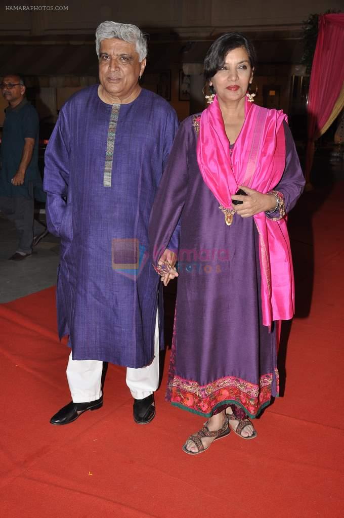 Shabana Azmi, Javed Akhtar at Anjan Shrivastav son's wedding reception in Mumbai on 10th Feb 2013