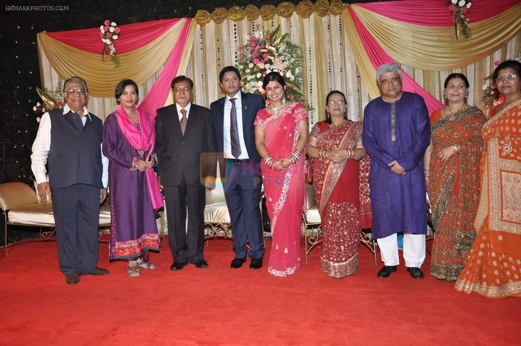 Shabana Azmi, Javed Akhtar, Anjan Shrivastav at Anjan Shrivastav son's wedding reception in Mumbai on 10th Feb 2013