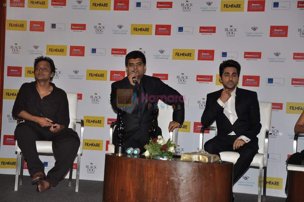 Sujoy Ghosh, Ayushmann Khurrana at the Launch of Filmfare special award issue in Novotel, Mumbai on 12th Feb 2013