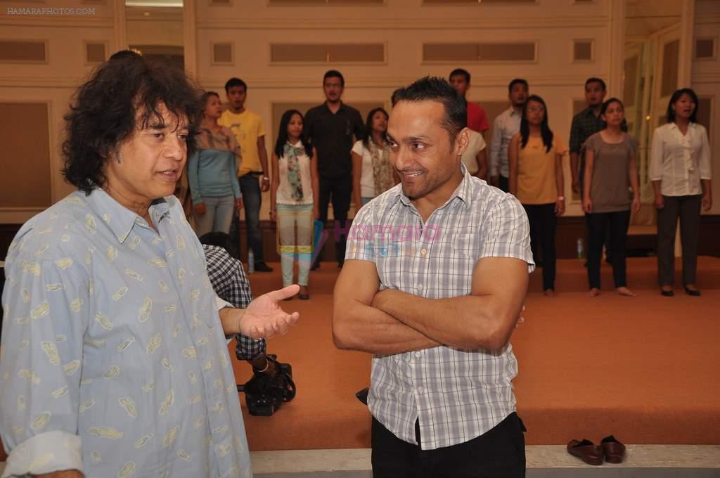 Rahul Bose, Ustad Zakir Hussain and Shillong Chamber Choir at rehearsals for Equation 2013 in Trident, Mumbai on 28th Feb 2013