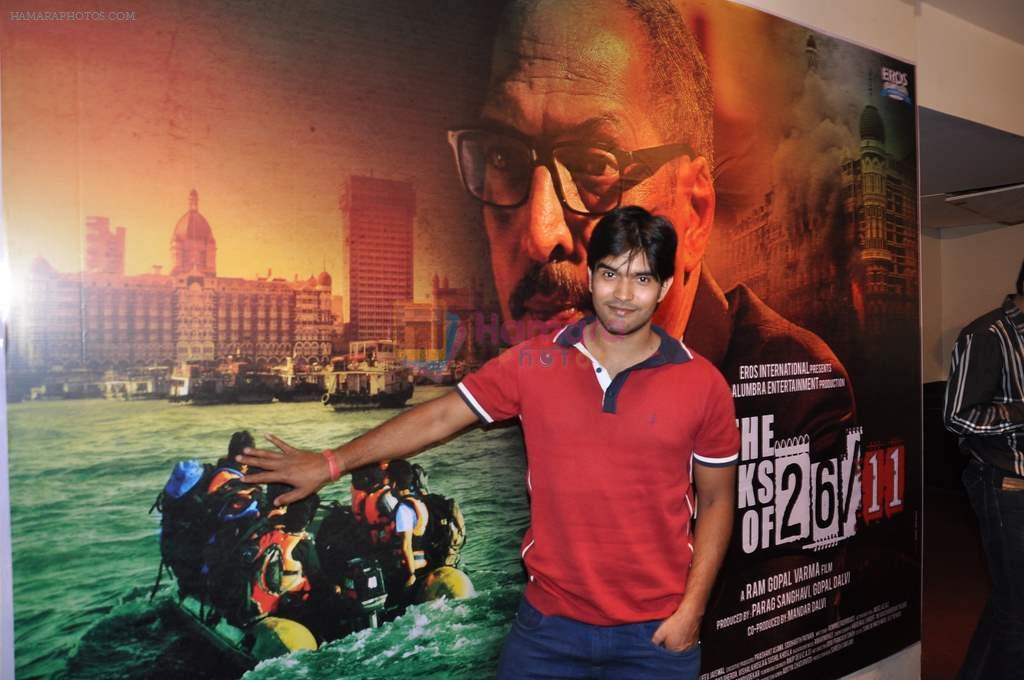 Ram Gopal Varma introduces Ajmal Kasab aka Sanjeev Jaiswal of 26-11 film in Andheri, Mumbai on 6th March 2013
