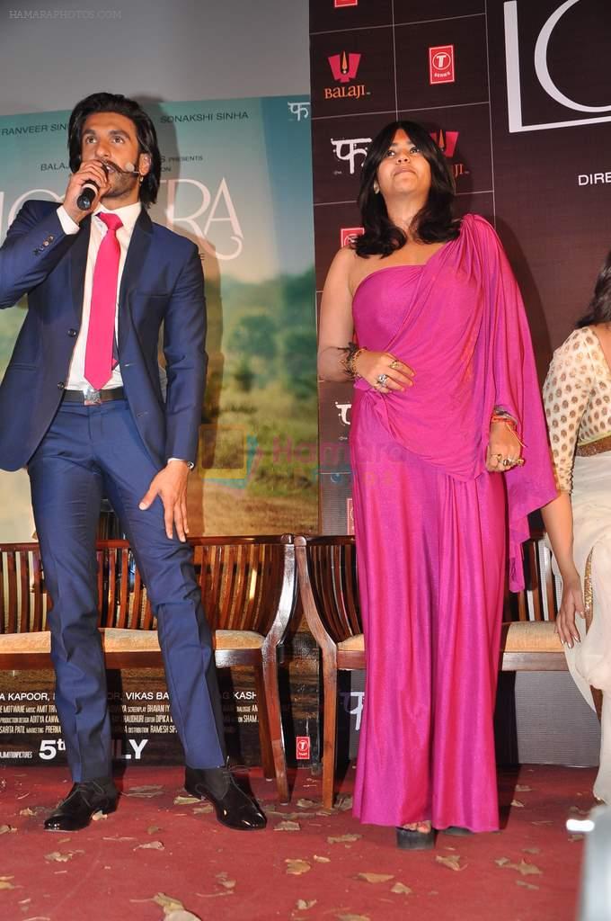 Ekta Kapoor, Ranveer Singh at trailor Launch of film Lootera in Mumbai on 15th March 2013
