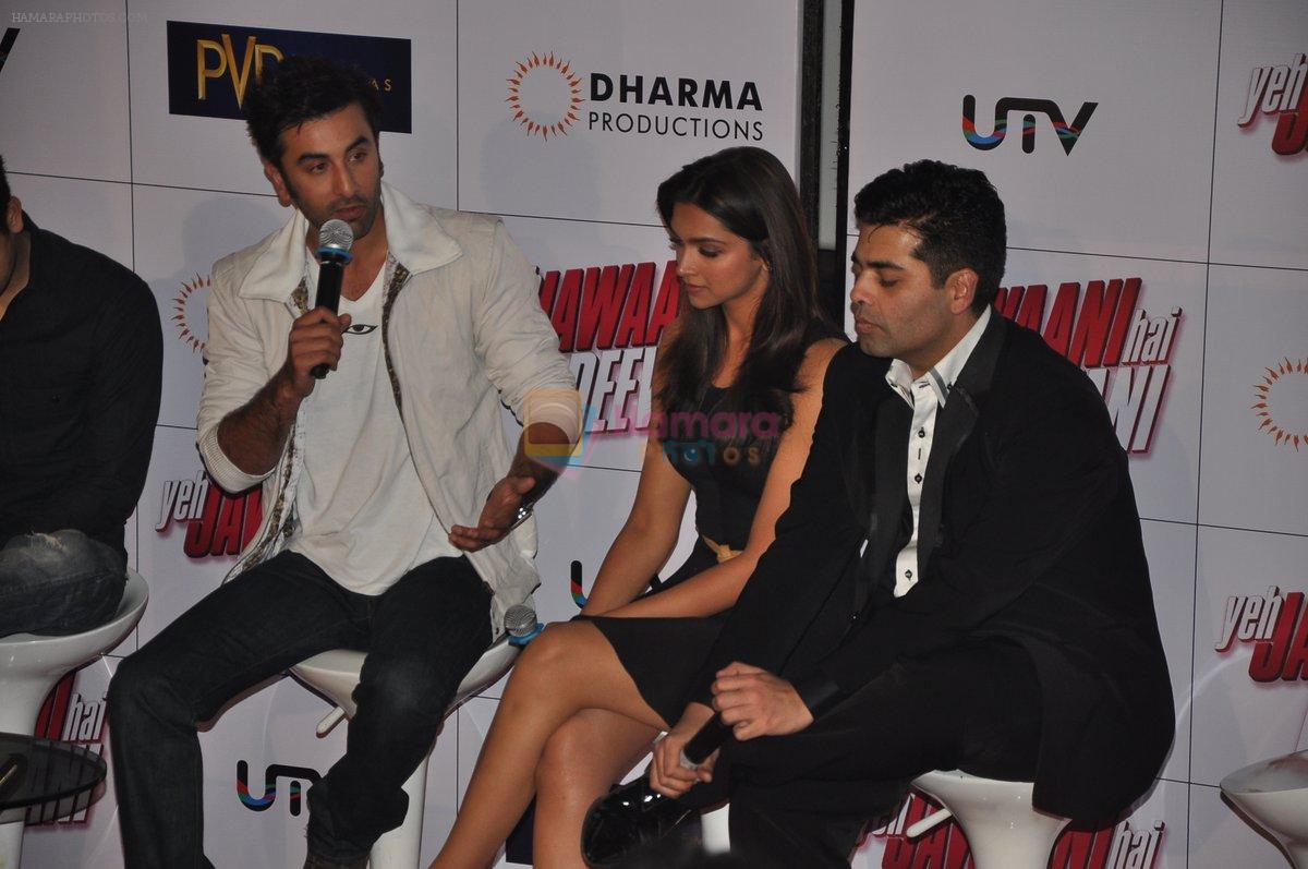 Ranbir Kapoor, Deepika Padukone, Karan Johar at the launch of yeh jawaani hai deewani in PVR, Juhu, Mumbai on 19th March 2013