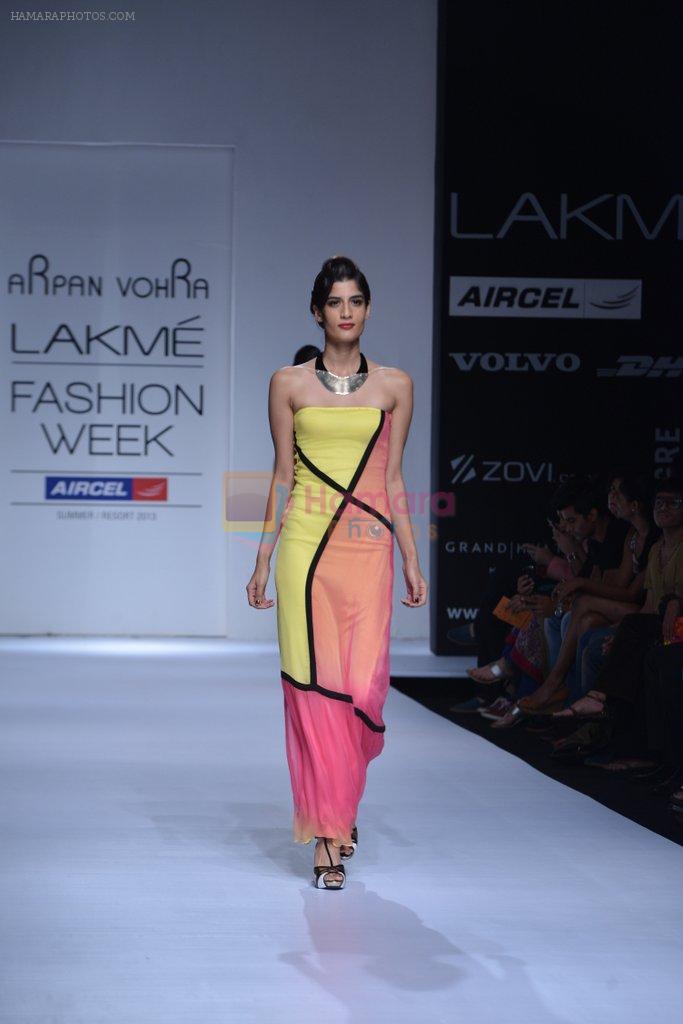 Model walk the ramp for Arpan Vohra Show at Lakme Fashion Week 2013 Day 1 in Grand Hyatt, Mumbai on 22nd March 2013