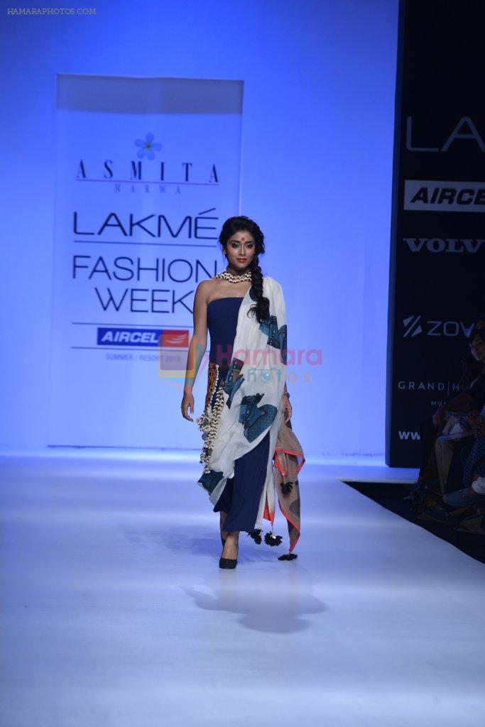 Shriya Saran walk the ramp for Asmita Marwa Show at Lakme Fashion Week 2013 Day 1 in Grand Hyatt, Mumbai on 22nd March 2013