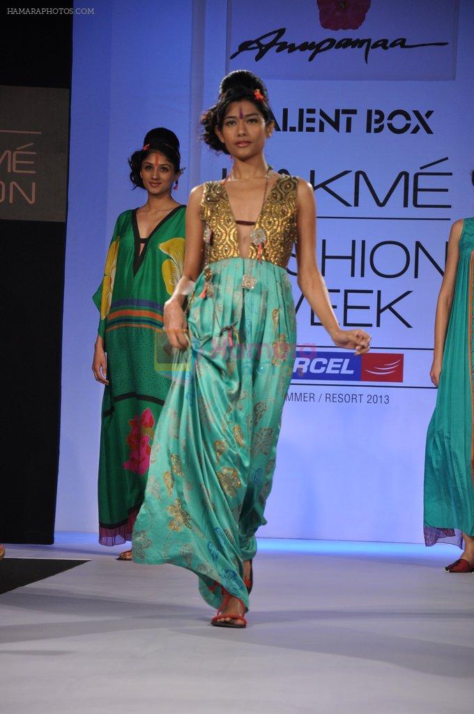 Model walk the ramp for Talent Box Anupama Dayal Show at Lakme Fashion Week 2013 Day 1 in Grand Hyatt, Mumbai on 22nd March 2013