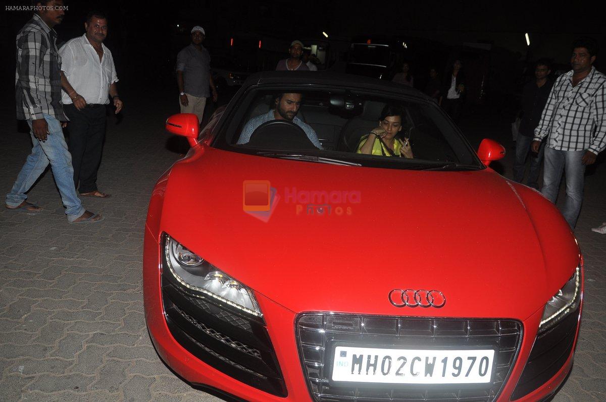 Saif Ali Khan snapped with his new Audi R8 in Mehboob Studio, Mumbai on 2nd May 2013