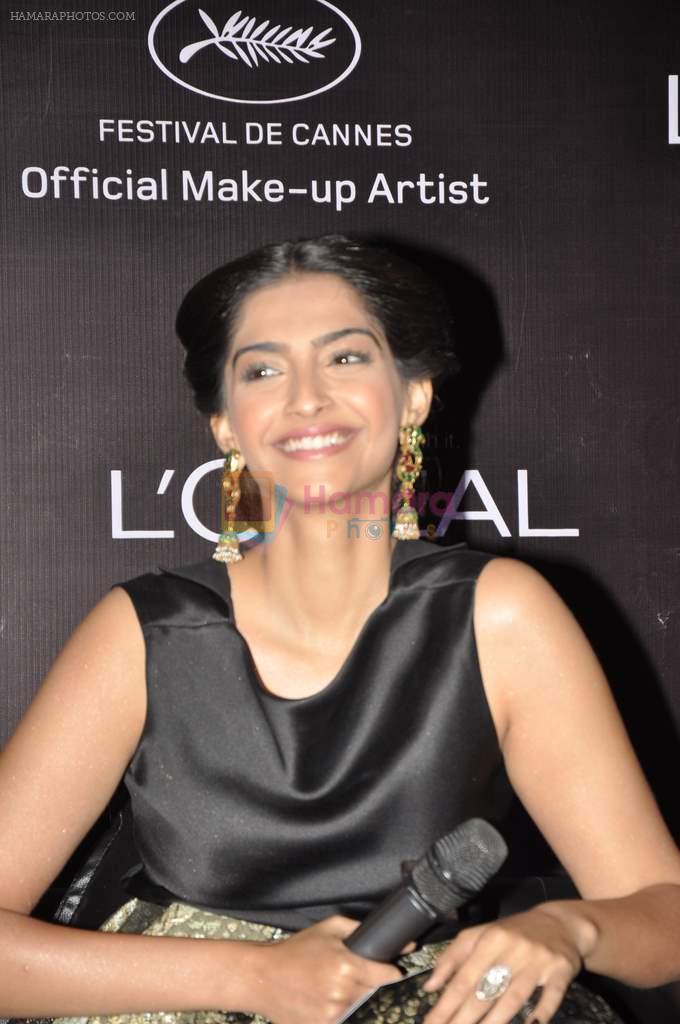 Sonam Kapoor launches L_oreal Sunset collection and Bollywood inspired make-up for Cannes in Taj Land's End, Mumbai on 6th May 2013