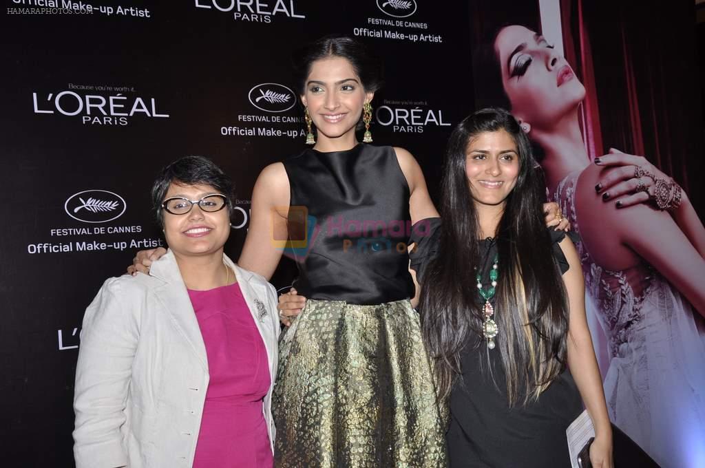 Sonam Kapoor launches L_oreal Sunset collection and Bollywood inspired make-up for Cannes in Taj Land's End, Mumbai on 6th May 2013