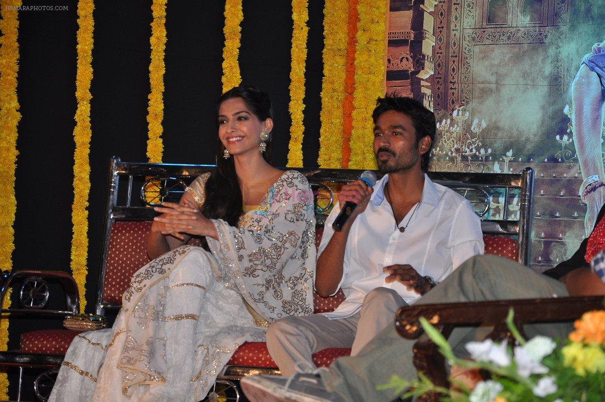 Sonam Kapoor, Dhanush at the launch of Raanjhanaa in Filmcity, Mumbai on 10th May 2013