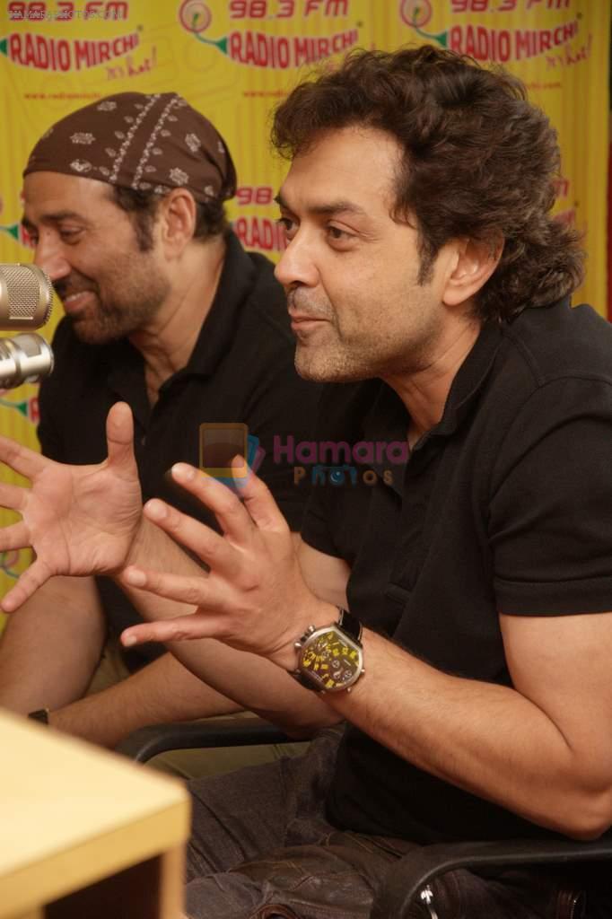 Sunny, Bobby Deol at Radio Mirchi studio for the promotion of Yamla Pagla Deewana 2 in Lower Parel, Mumbai on 16th May 2013