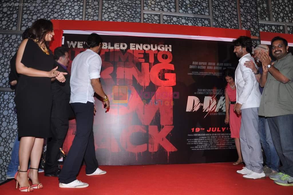 Aakash Dahiya, Arjun Rampal, Rishi Kapoor, Huma Qureshi, Nikhil Advani, Irrfan Khan at D-Day film promo launch in Cinemax, Mumbai on 23rd May 2013