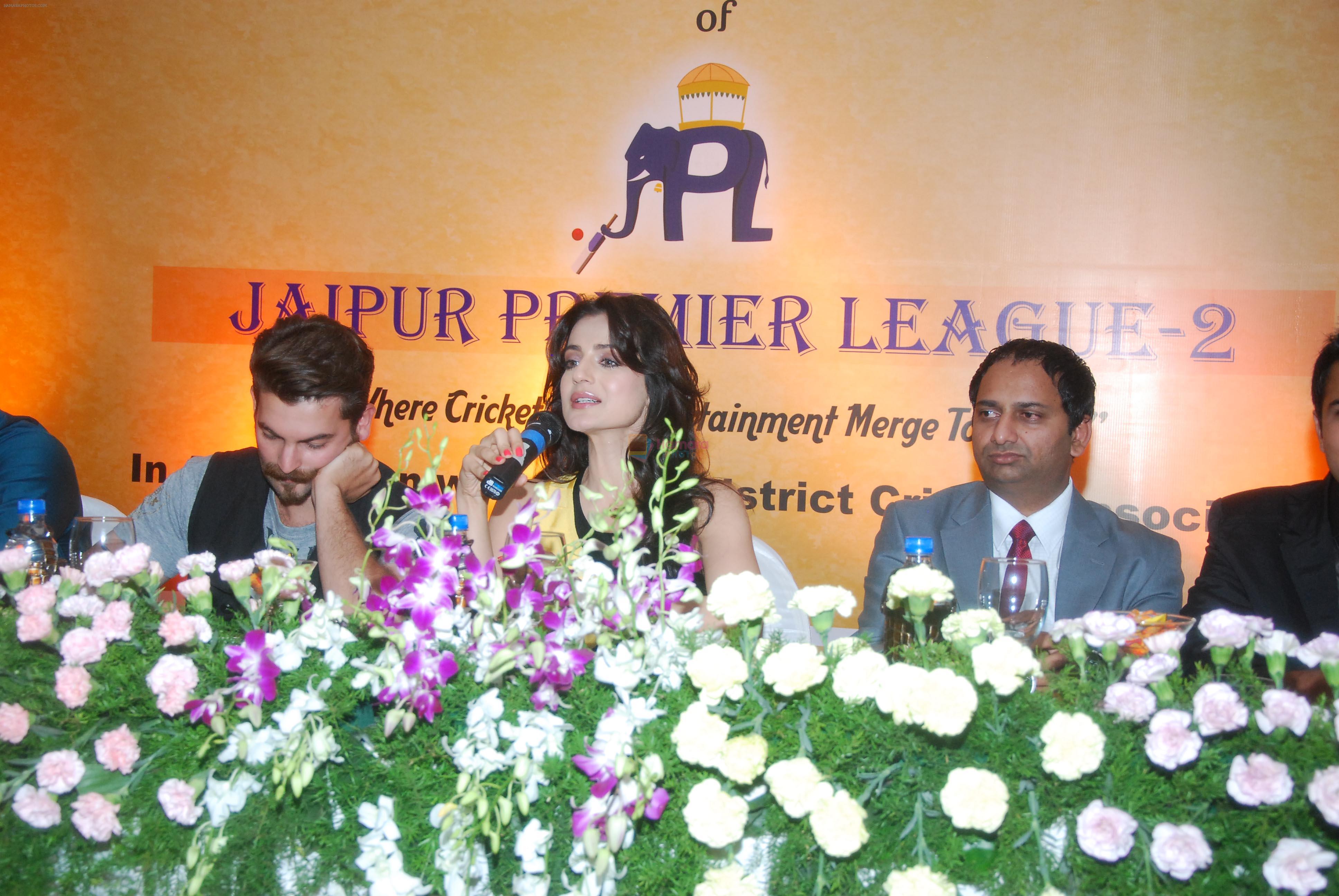 Neil Nitin Mukesh, Ameesha Patel, Mr. Mahesh Chakankar Ameesha Patel, Neil Nitin Mukesh at the launch of Jaipur Premier League Season 2 in Mumbai on 6th June 2013