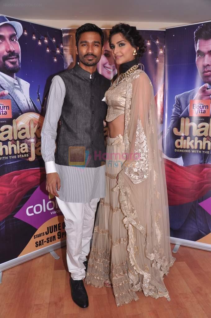 Sonam Kapoor, Dhanush on the sets of jhalak dikhla jaa season 6 in Filmistan, Mumbai on 19th June 2013