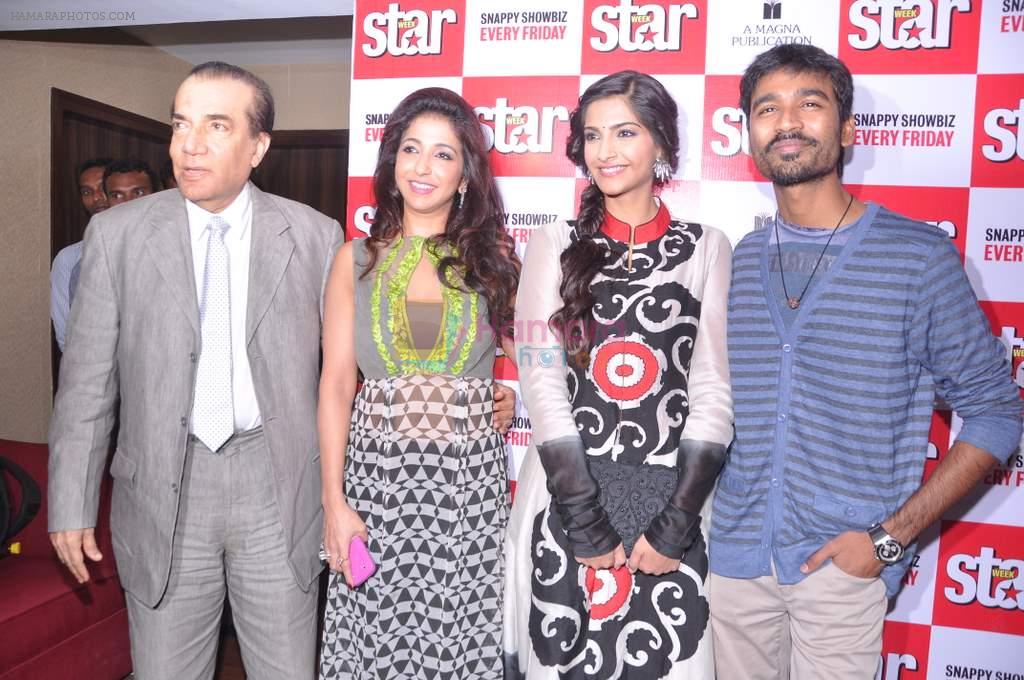 Sonam Kapoor, Dhanush, Krishika Lulla promote Star Week's latest issue in Magna House, Mumbai on 21st June 2013