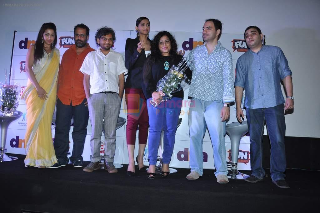 Krishika Lulla, Aanand. L. Rai, Anand Gandhi, Sonam Kapoor, Malishka, Cyrus F Dastur at DNA short films festival in Mumbai on 23rd June 2013