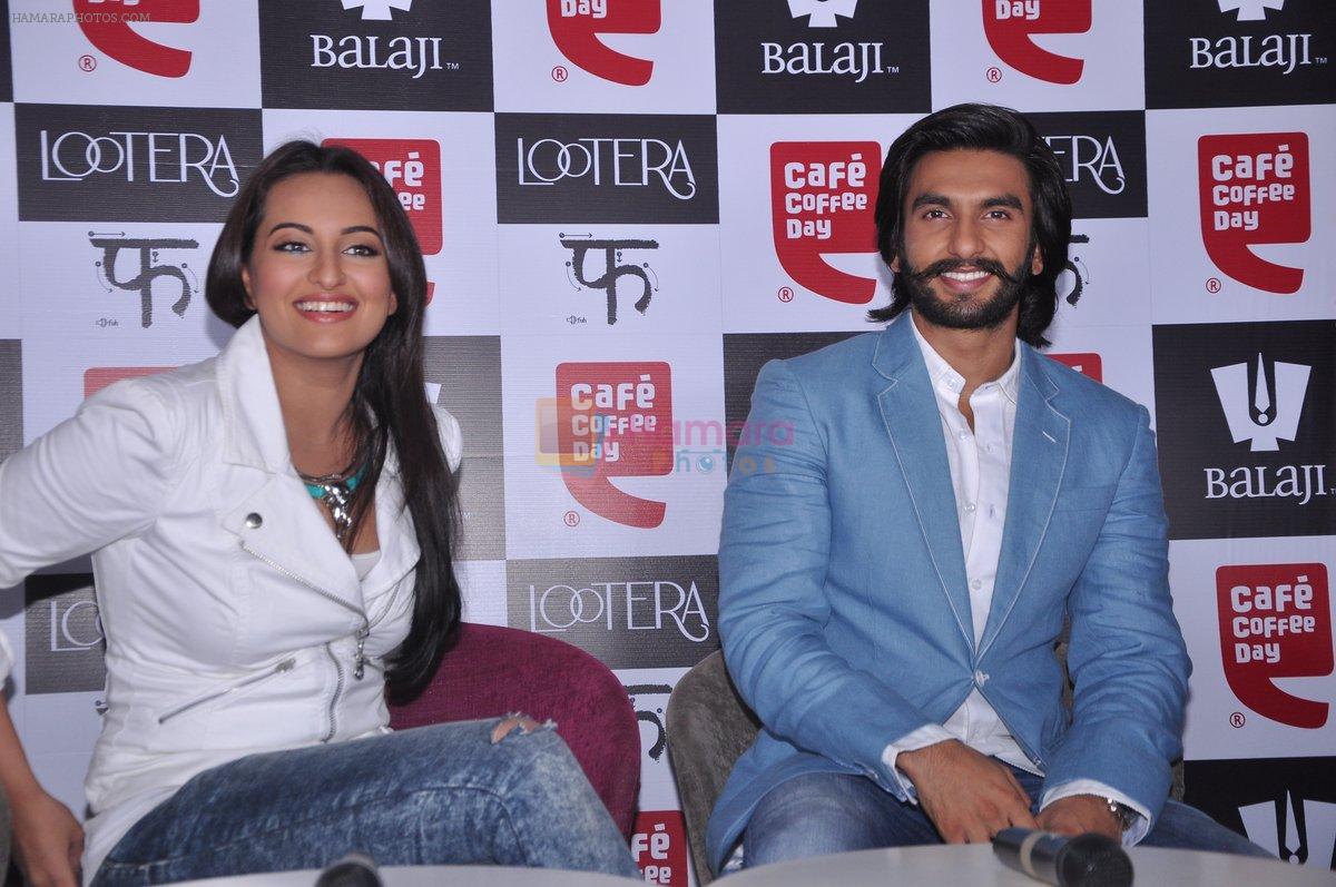 Sonakshi Sinha, Ranveer Singh at Lootera Promotions at Cafe Coffee Day in Bandra, Mumbai on 1st July 2013
