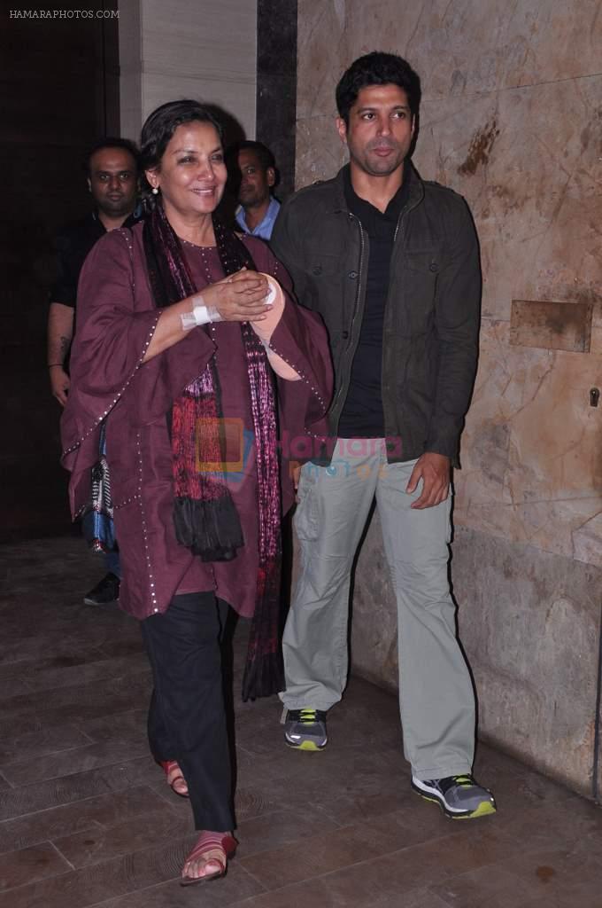 Farhan Akhtar, Shabana Azmi at Special screening of Bhaag Milkha Bhaag in Light box, Mumbai on 9th July 2013