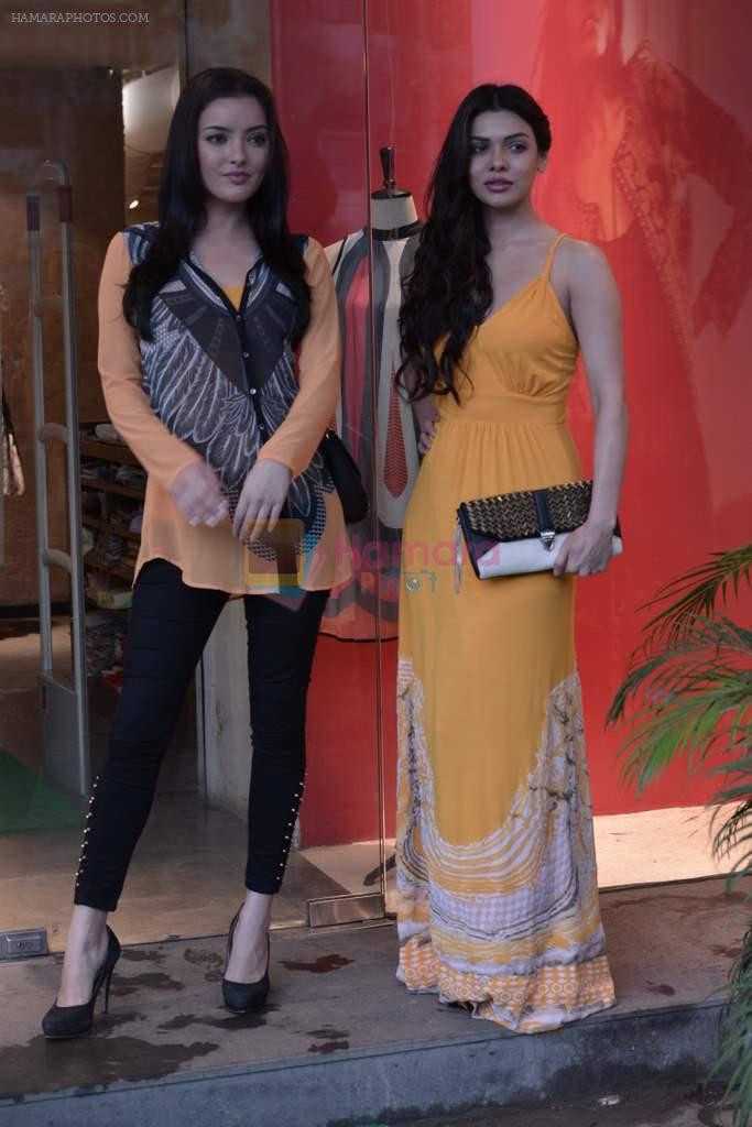 Sarah Loren,Kristina Akheeva at the launch of Ritu Kumar Label monsoon collection in Lower Parel, Mumbai on 11th July 2013