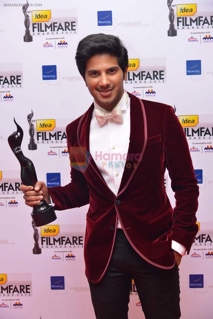 Dulquer Salmaan with his award for Best Debut