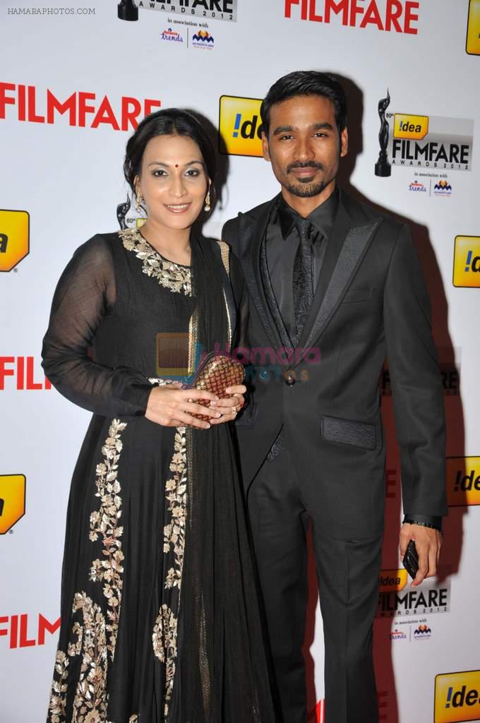 Aishwarya and Dhanush on the Red Carpet of _60the Idea Filmfare Awards 2012