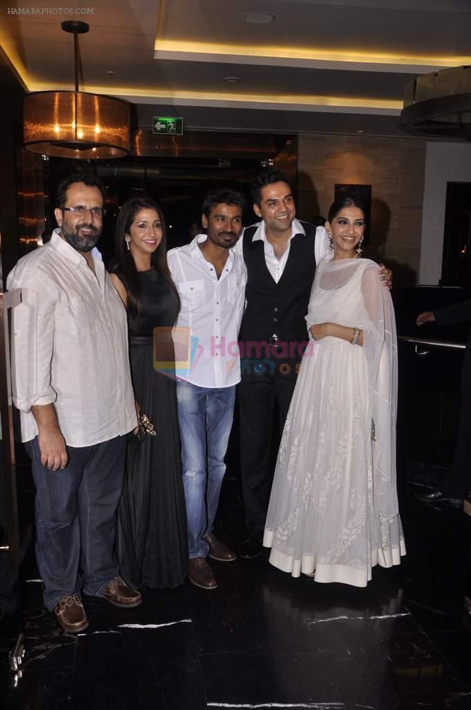 Aanand. L. Rai, Krishika Lulla, Dhanush, Abhay Deol, Sonam Kapoor at Raanjahanaa Success bash in J W Marriott, Mumbai on 24th July 2013