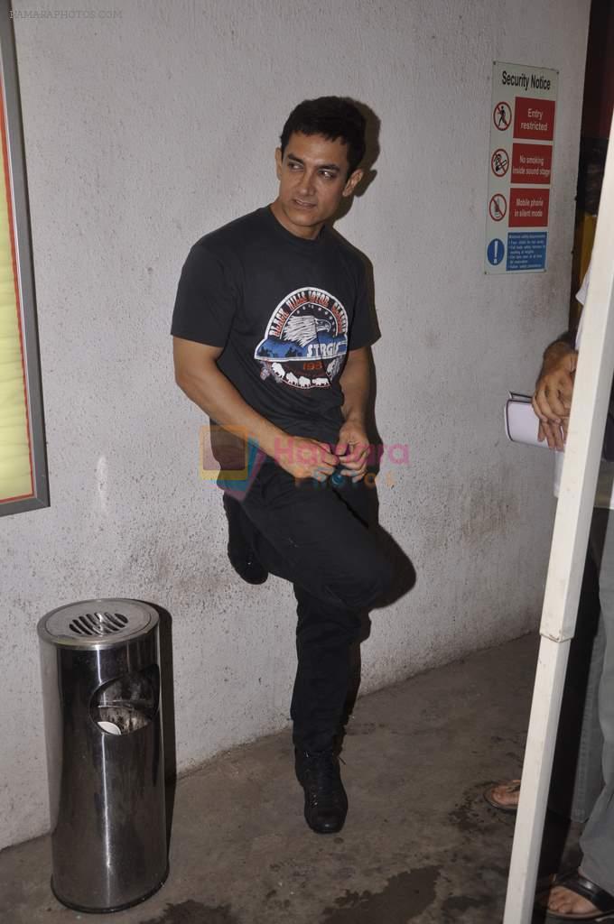 Aamir Khan snapped while dubbing for his film in Reliance Mediaworks on 28th July 2013