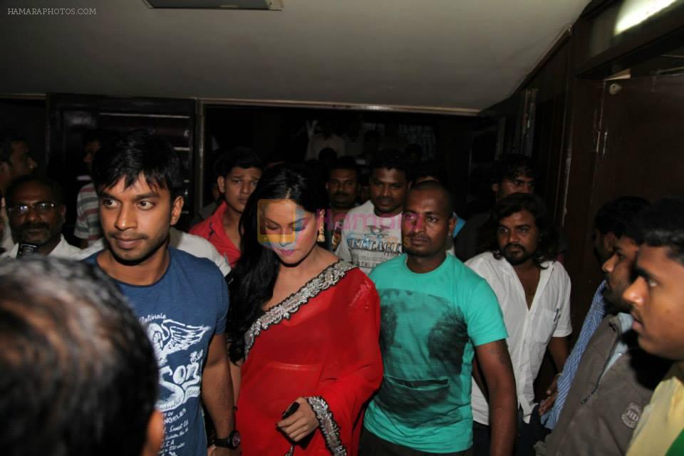 Veena Malik with her co-star Akshay at first day first show of Silk Sakkath Hot Maga at Bangalore8