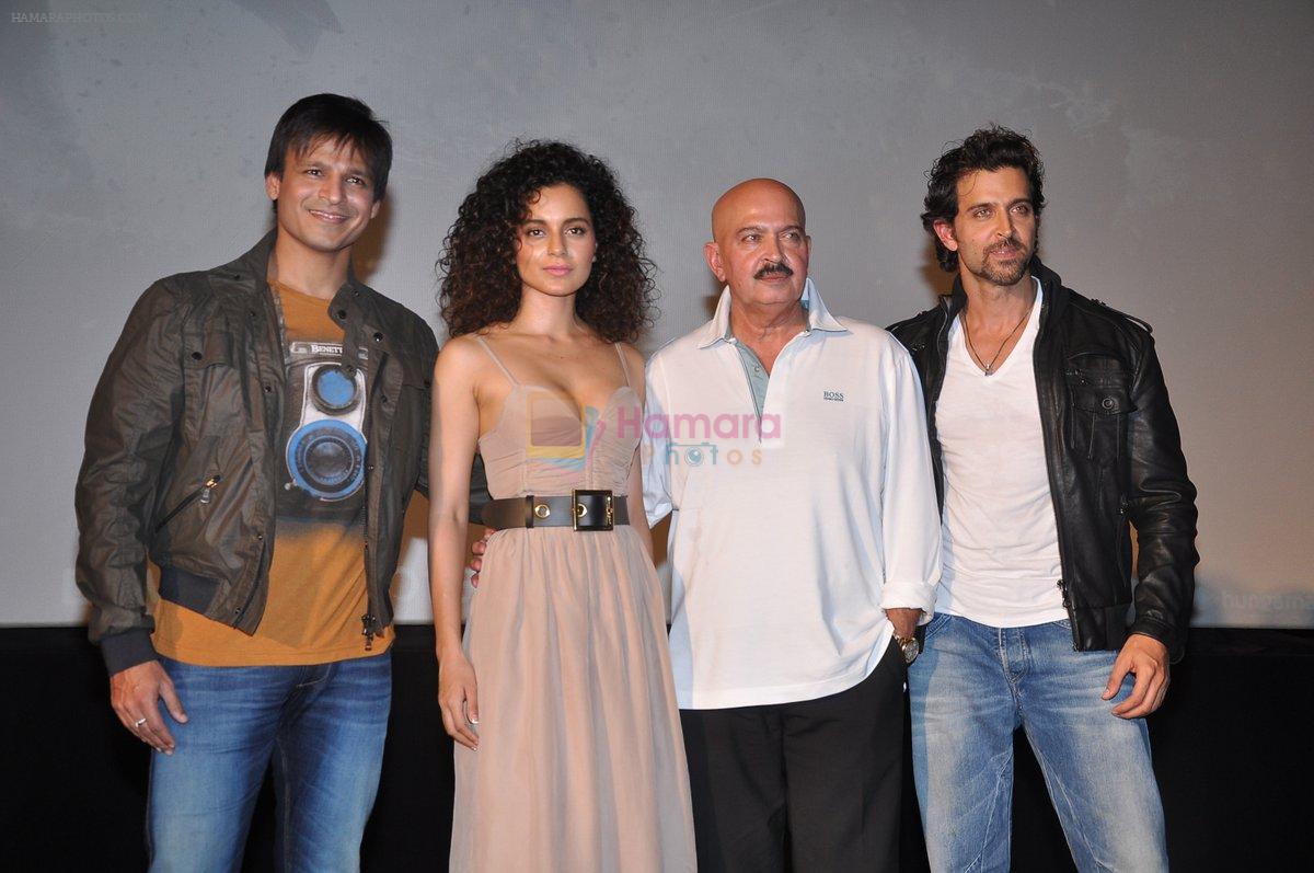 Hrithik Roshan, Kangana Ranaut, Vivek Oberoi, Rakesh Roshan at Krishh 3 Trailer launch in PVR ECX, Mumbai on 5th Aug 2013