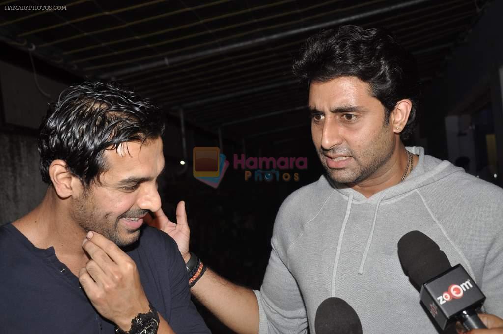 Abhishek Bachchan at Madras Cafe screening in Sunny Super Sound,Mumbai on 21st Aug 2013