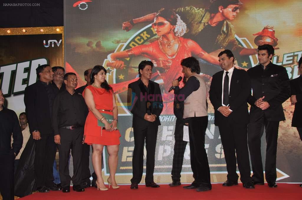 Shahrukh Khan, Rohit Shetty, Siddharth Roy Kapur, Raju Srivastava, Nikitin Dheer at Chennai Express success bash in Mumbai on 22nd Aug 2013