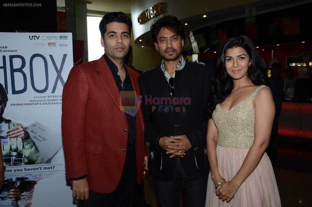 Irrfan Khan, Karan Johar, Nimrat Kaur at Lunchbox screening in PVR, Mumbai on 23rs Aug 2013