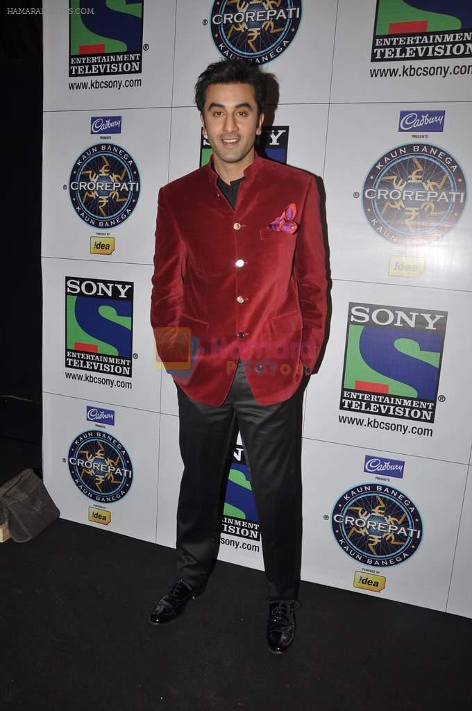 Ranbir Kapoor on the sets of KBC in Mumbai on 7th Sept 2013