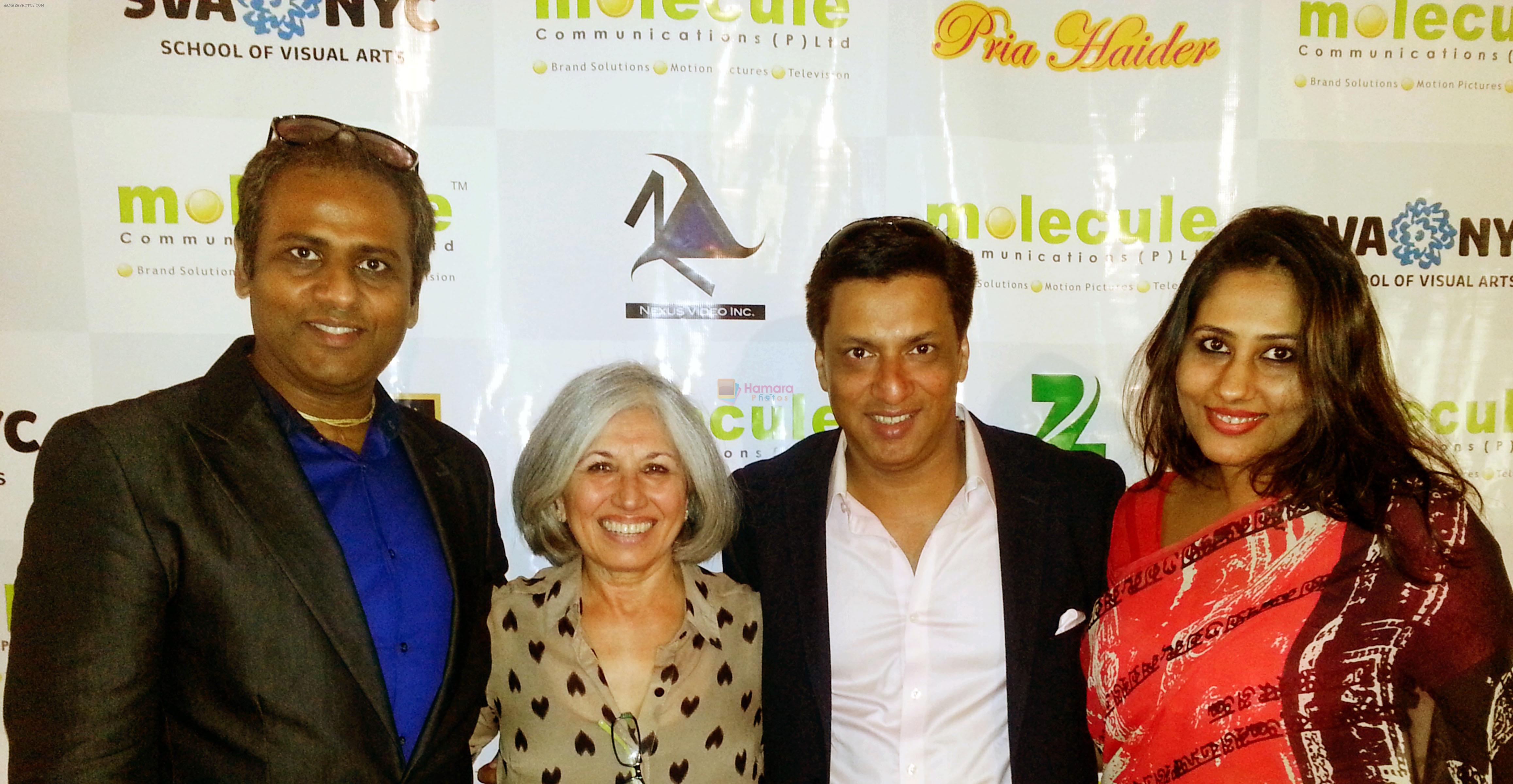 Ajay Shrivastav, Aroon Shivdasani, Madhur Bhandarkar and Kiren Shrivastav at Molecule's Cinema Beyond Boundaries at SVA Theater in New York