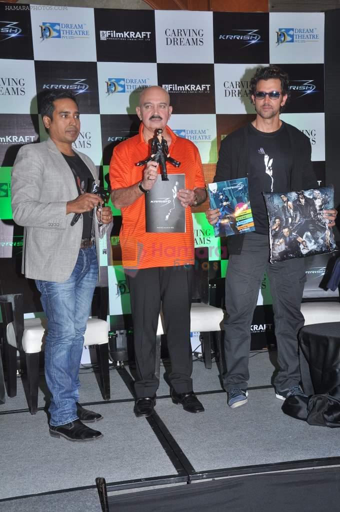 Hrithik Roshan, Rakesh Roshan  at Krrish 3 merchandise launch in J W Marriott, Mumbai on 1st Oct 2013