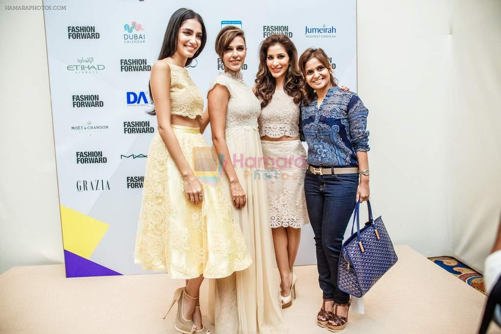 Neha Dhupia, Sophie Chaudhary walk the ramp for designer Hema Kaul at Dubai's Fashion Forward on 18th Oct 2013