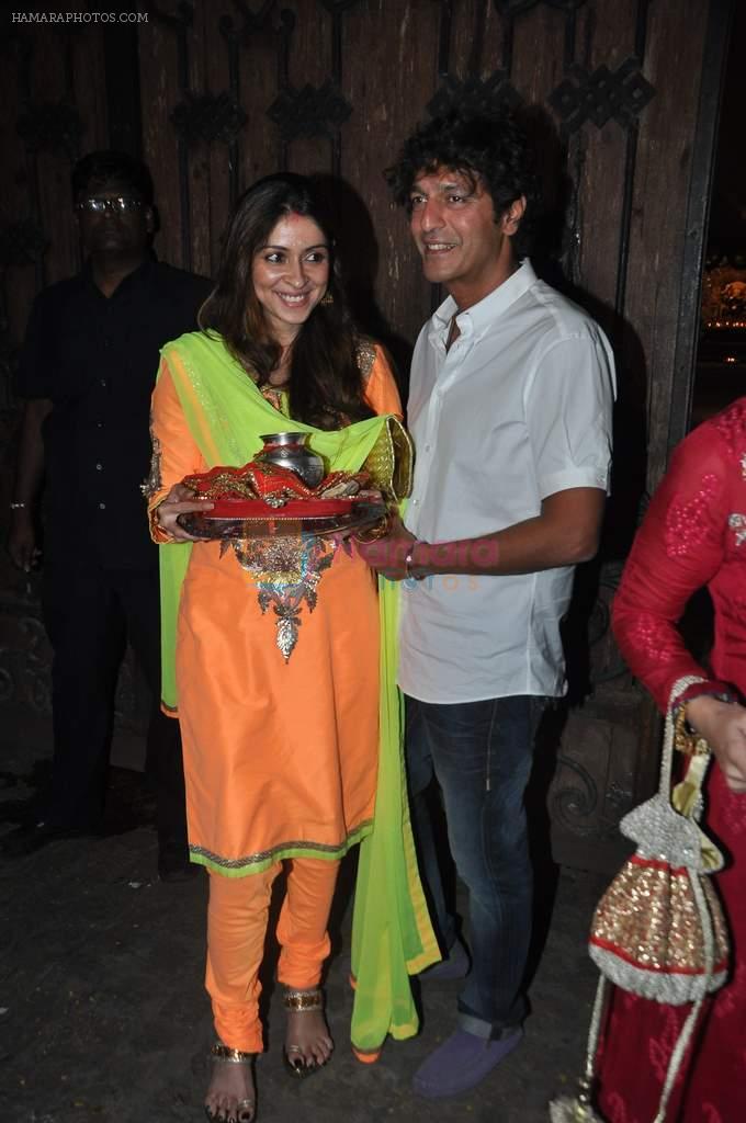 Bhavna Pandey, Chunky Pandey at Karva Chauth celebration at Anil Kapoor's residence in Mumbai on 22nd Oct 2013