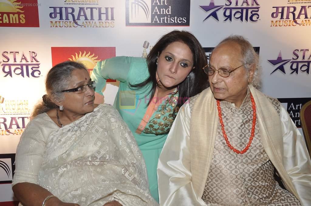 Pandit Jasraj, Durga Jasraj at Marathi music Awards press meet in Andheri, Mumbai on 23rd Oct 2013