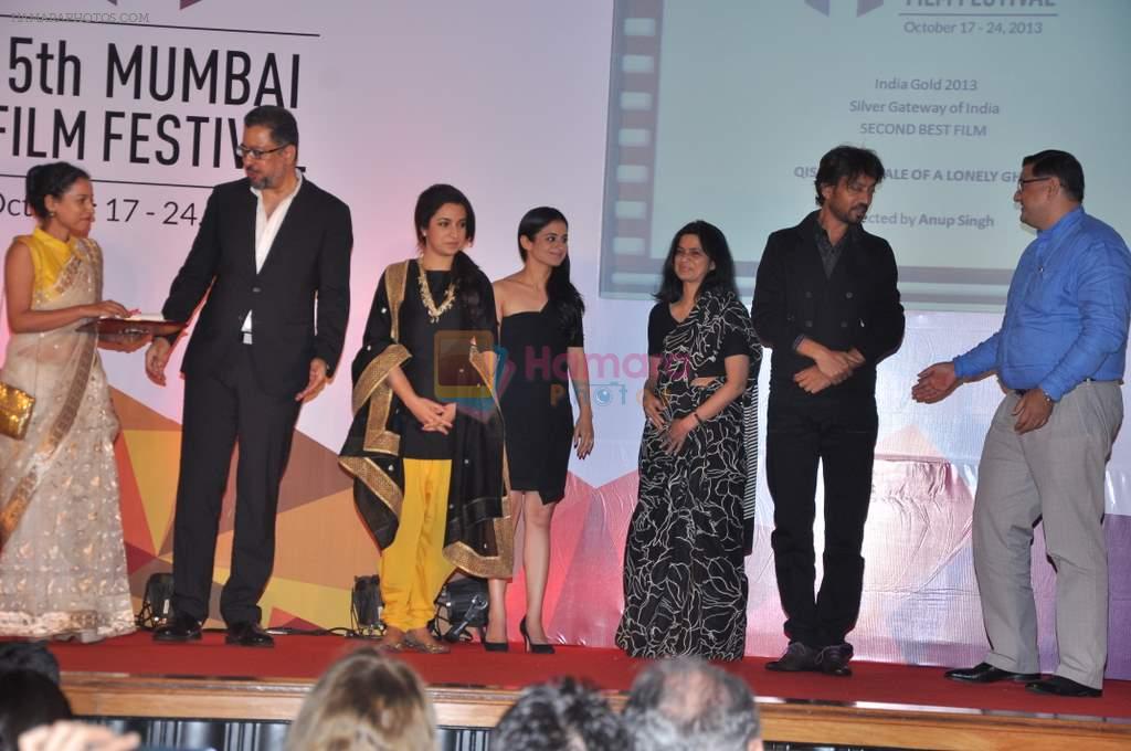 Irrfan Khan, Tisca Chopra at 15th Mumbai Film Festival closing ceremony in Libert, Mumbai on 24th Oct 2013